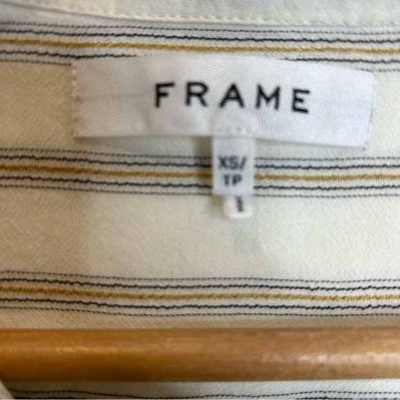 Frame Denim Clean Collar Short Sleeve Button Up Stripe Shirt - Picture 4 of 7